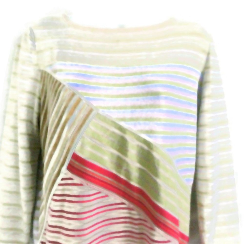 J Jill Sweater Lightweight Pullover Boat Assym Contrasting Stripes Stretch S